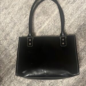 Elegant Black Leather Tote Bag